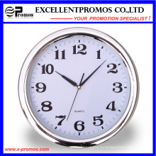 Серебряная рамка печать логотипа Круглые пластиковые настенные часы (Item22)